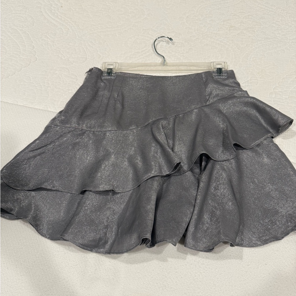 Mustard Seed Shimmering Silver Asymmetrical Skirt